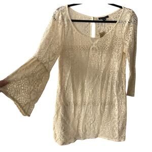 American Eagle NWT Lace Dress Bell Sleeves Swimsuit Coverup Cream Size Medium